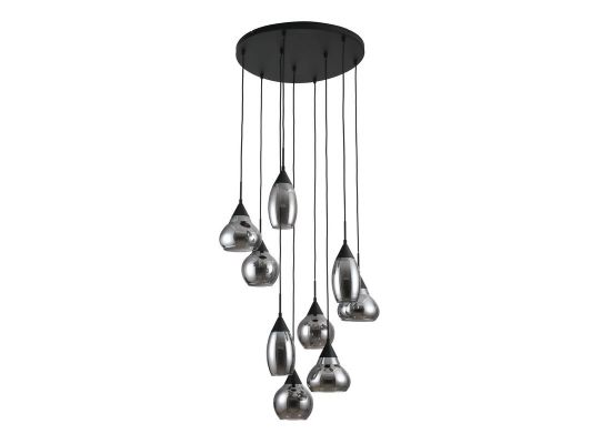 Hanglamp Lungo glas smoke zwart