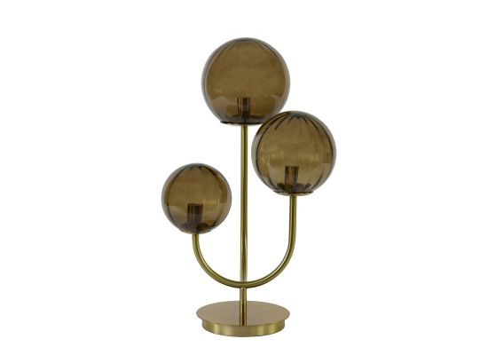 Tafellamp Magdala glas bruin goud 3 bollen