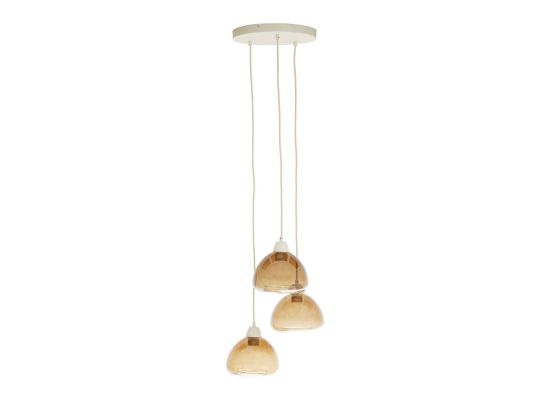 Hanglamp Bisho rond zandbeige bruin glas