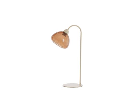 Tafellamp Bisho zandbeige bruin glas