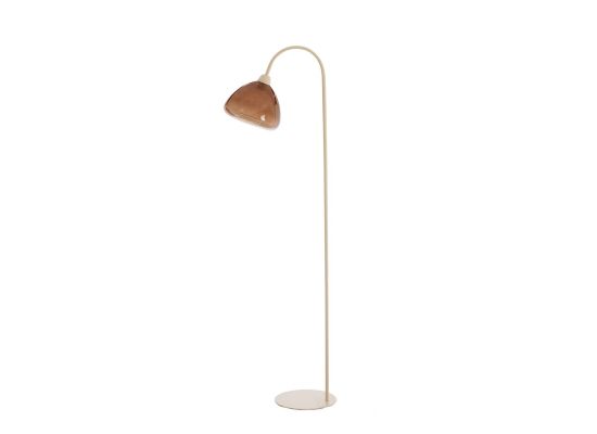 Vloerlamp Bisho zandbeige bruin glas