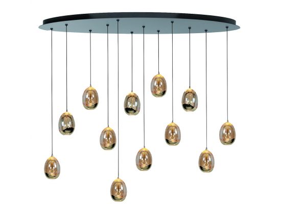 Hanglamp Golden Egg 12-lichts Ovaal