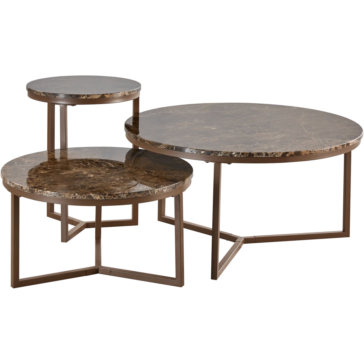 Salontafelset Rondala marmer bruin