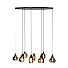 Hanglamp Lungo zwart smoke glas 8-lichts
