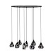 Hanglamp Lungo zwart smoke glas 8-lichts
