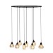 Hanglamp Lungo zwart amber glas 8-lichts
