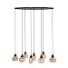 Hanglamp Lungo zwart amber glas 8-lichts