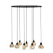 Hanglamp Lungo zwart amber glas 8-lichts