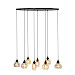 Hanglamp Lungo zwart amber glas 8-lichts