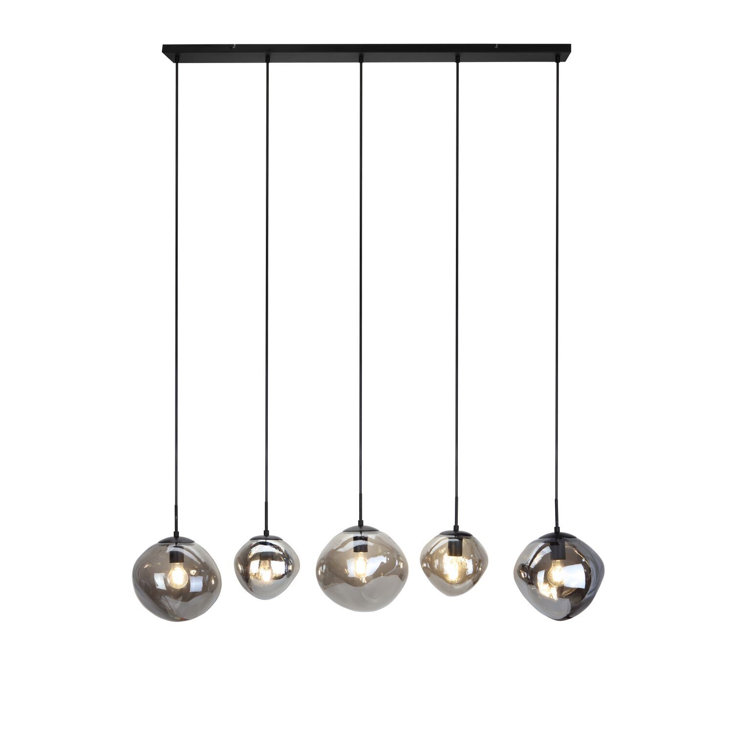 Hanglamp Macato zwart smoke glas 5-lichts