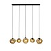 Hanglamp Macato zwart amber glas 5-lichts