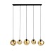 Hanglamp Macato zwart amber glas 5-lichts