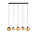Hanglamp Macato zwart amber glas 5-lichts