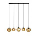 Hanglamp Macato zwart amber glas 5-lichts