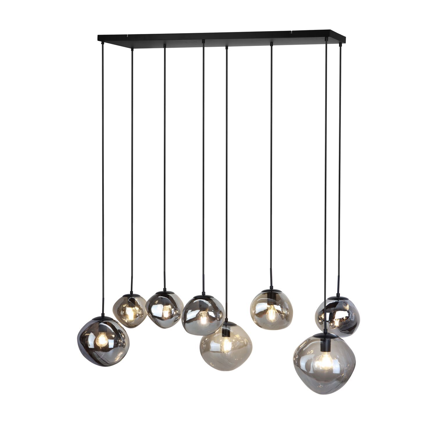 Hanglamp Macato zwart smoke glas 8-lichts