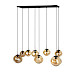 Hanglamp Macato zwart amber glas 8-lichts