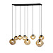 Hanglamp Macato zwart amber glas 8-lichts