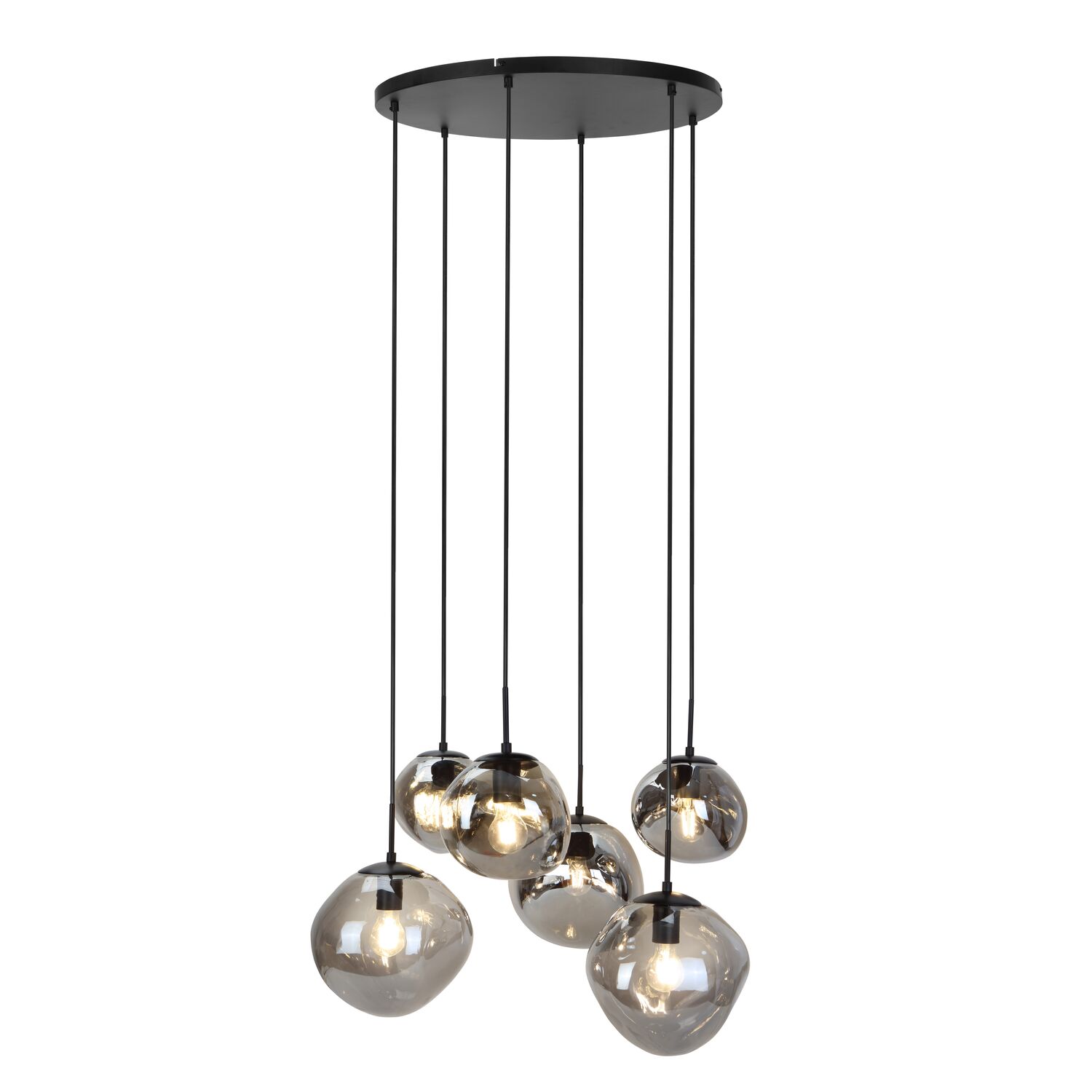 Hanglamp Macato zwart smoke glas 6-lichts