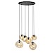 Hanglamp Macato zwart amber glas 6-lichts