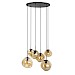 Hanglamp Macato zwart amber glas 6-lichts
