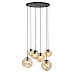 Hanglamp Macato zwart amber glas 6-lichts