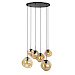 Hanglamp Macato zwart amber glas 6-lichts