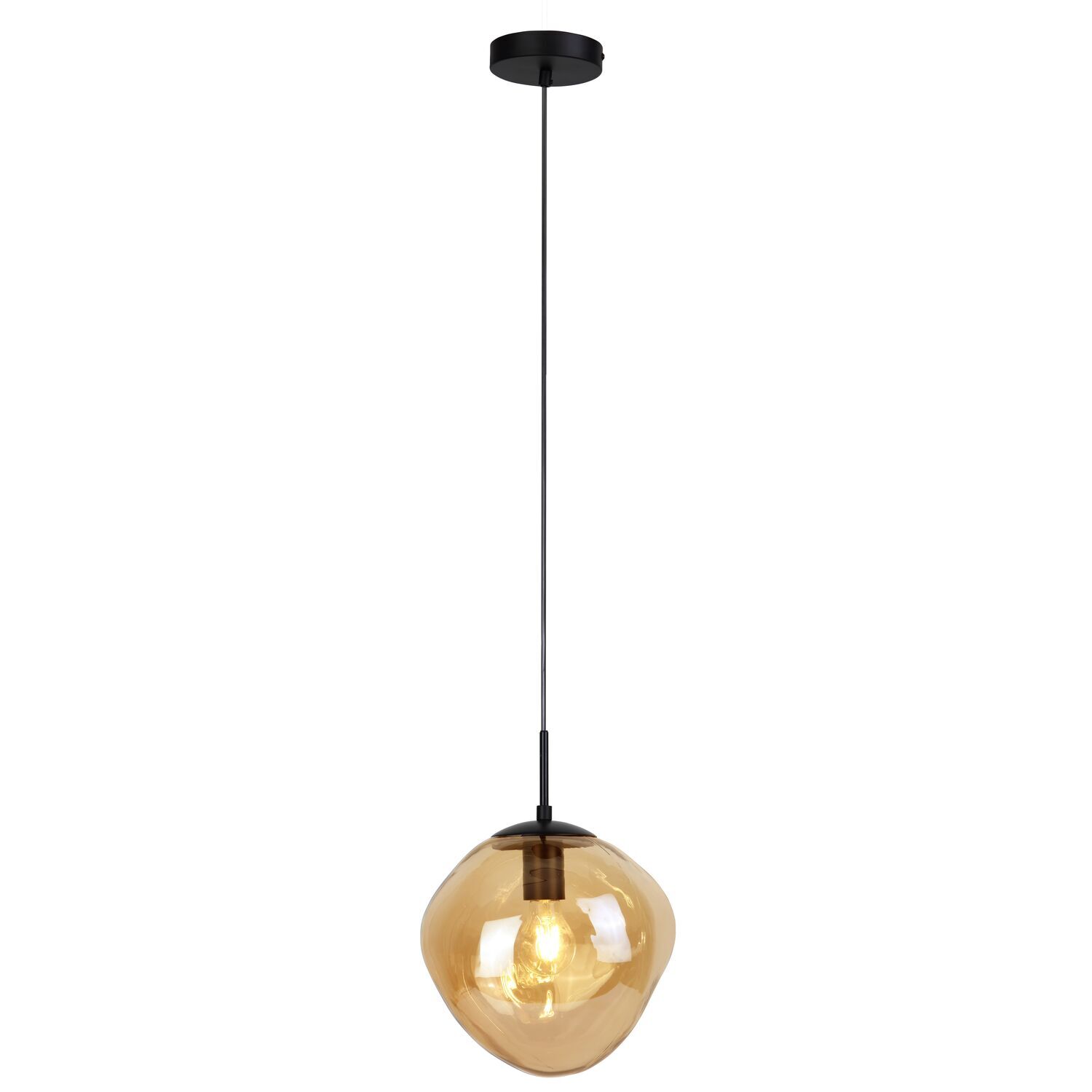 Hanglamp Macato zwart amber glas 1-lichts