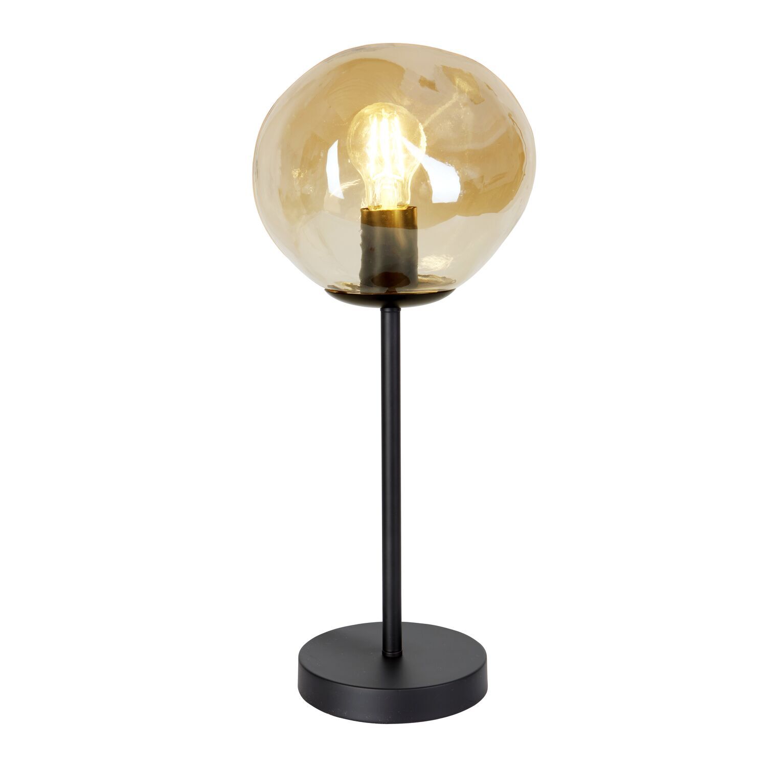 Tafellamp Macato zwart amber glas 1-lichts