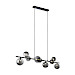 Hanglamp Olivento zwart smoke glas 9-lichts
