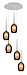 Hanglamp Belle rond nikkel + smoke glas 5 lichtpunten