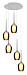 Hanglamp Belle rond nikkel + amber glas 5 lichtpunten