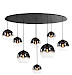 Hanglamp Fantasy ovaal zwart + semi smoke glas 8 lichtpunten