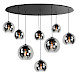 Hanglamp Fantasy ovaal zwart + smoke glas 8 lichtpunten