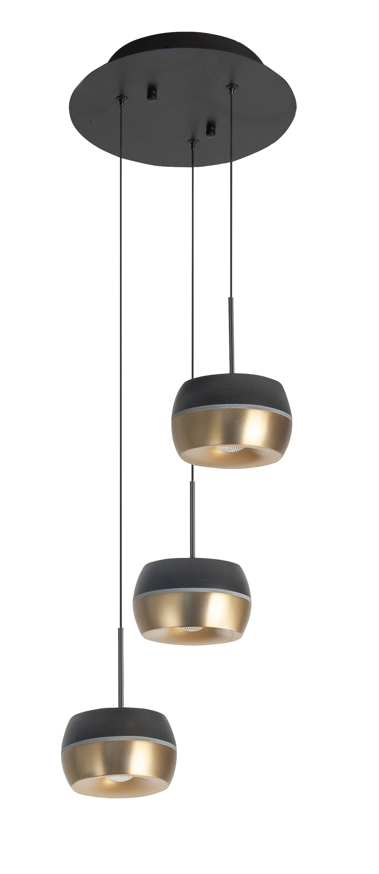 Hanglamp Nova zwart + goud 3 lichtpunten