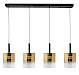 Hanglamp Salerno zwart + goud glas 4 lichtpunten