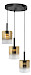 Hanglamp Salerno zwart + goud glas 3 lichtpunten