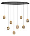 Hanglamp Golden Egg ovaal zwart + goud + amber glas 8 lichtpunten