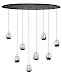 Hanglamp Clear Egg ovaal zwart + doorzichtig glas 8 lichtpunten