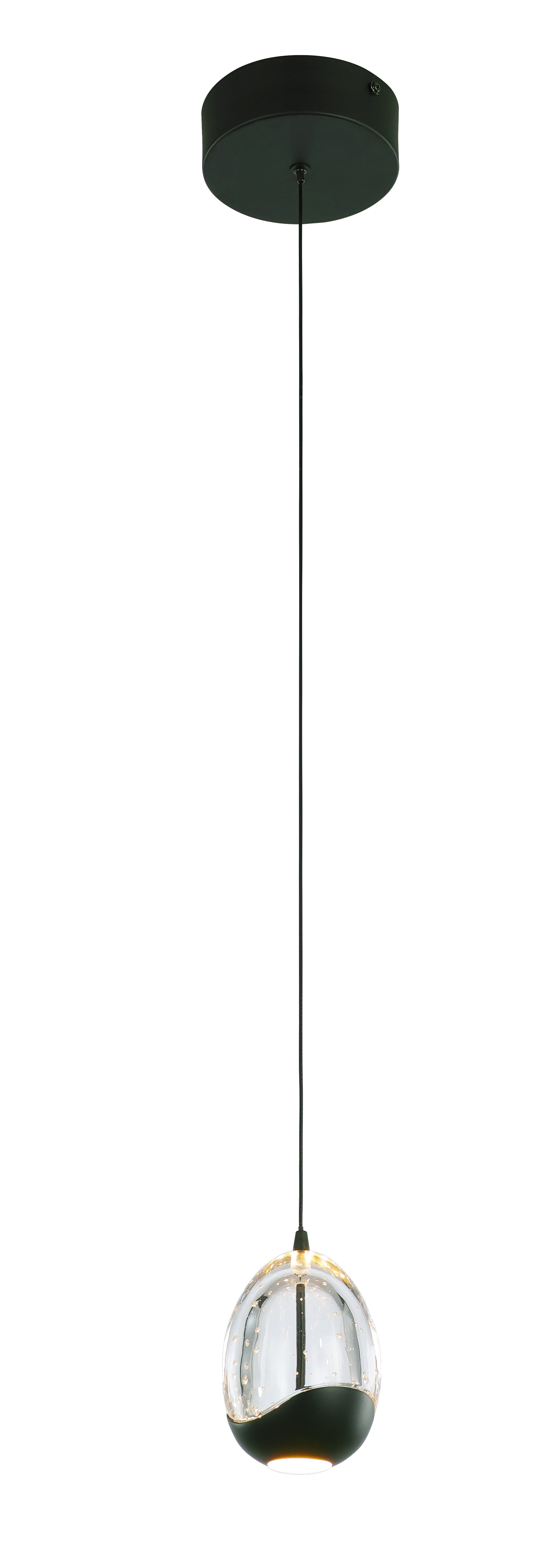 Hanglamp Clear Egg zwart + doorzichtig glas