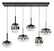 Hanglamp Bellini zwart + smoke glas 6 lichtpunten