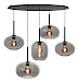 Hanglamp Bellini zwart + zwart glas 5 lichtpunten