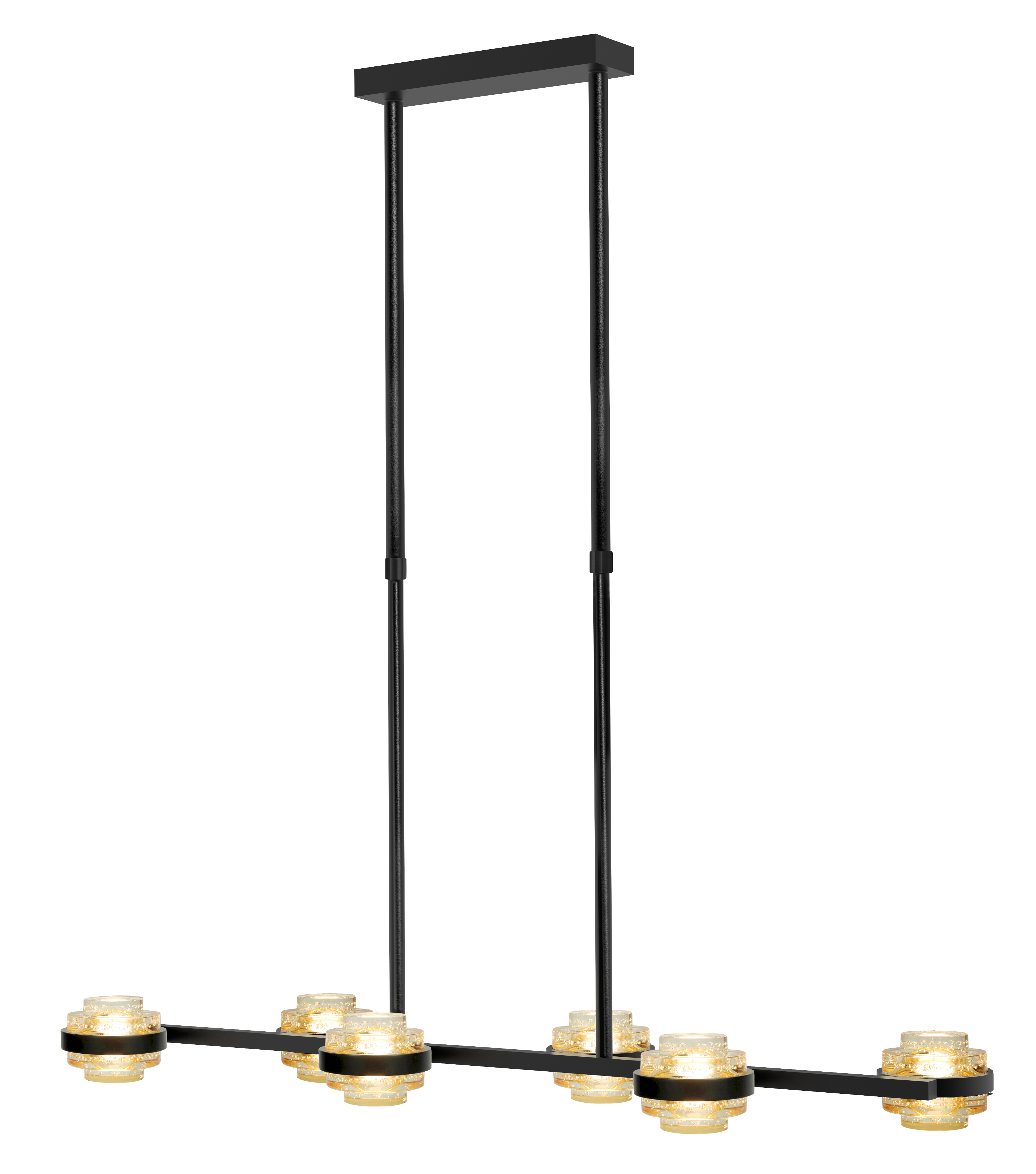 Hanglamp Dynasty zwart + champagne acryl 6 lichtpunten