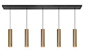 Hanglamp Perugia recht zwart + messing 5 lichtpunten
