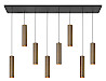 Hanglamp Perugia zwart + brons 8 lichtpunten