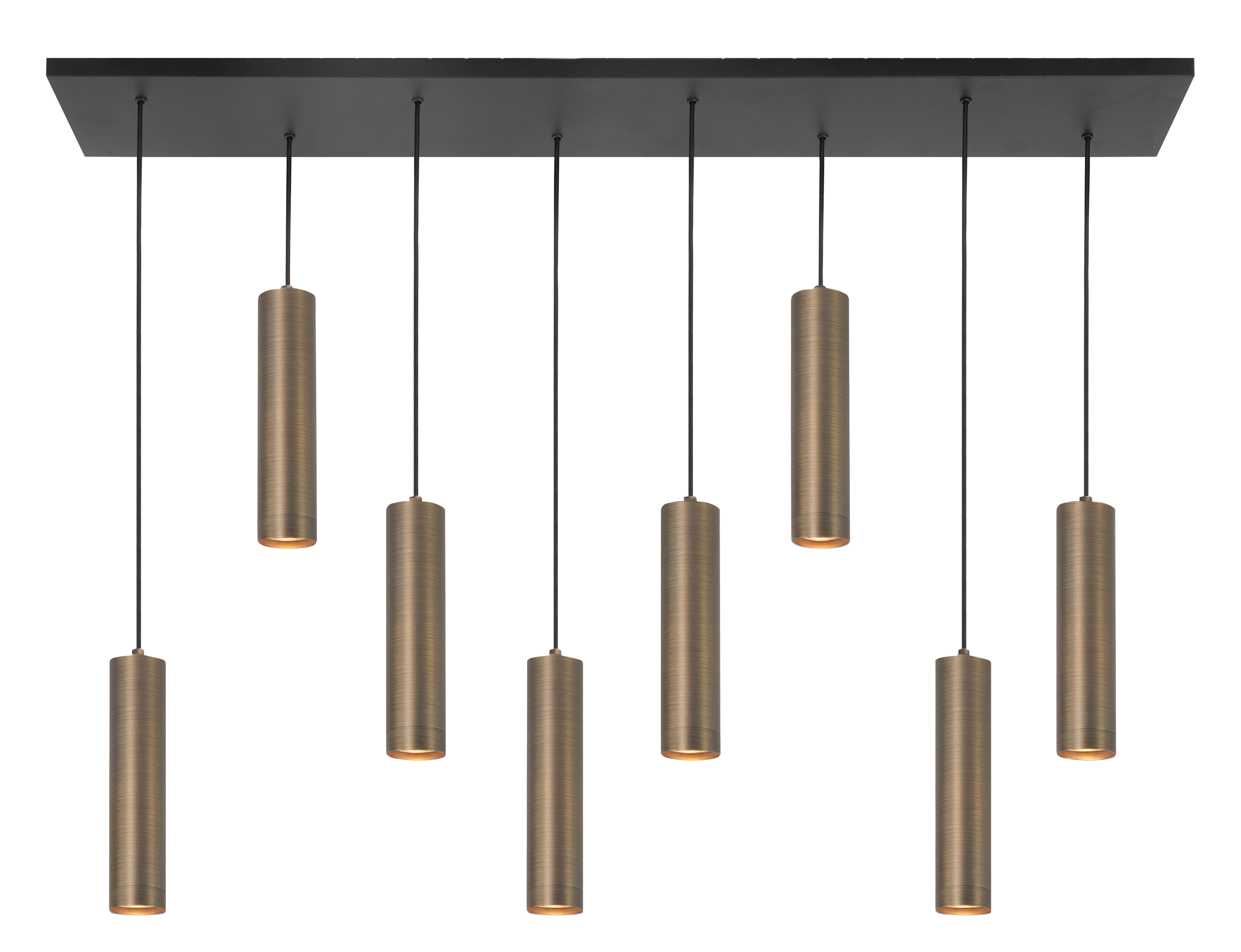 Hanglamp Perugia zwart + brons 8 lichtpunten