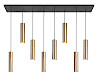Hanglamp Perugia zwart + messing 8 lichtpunten