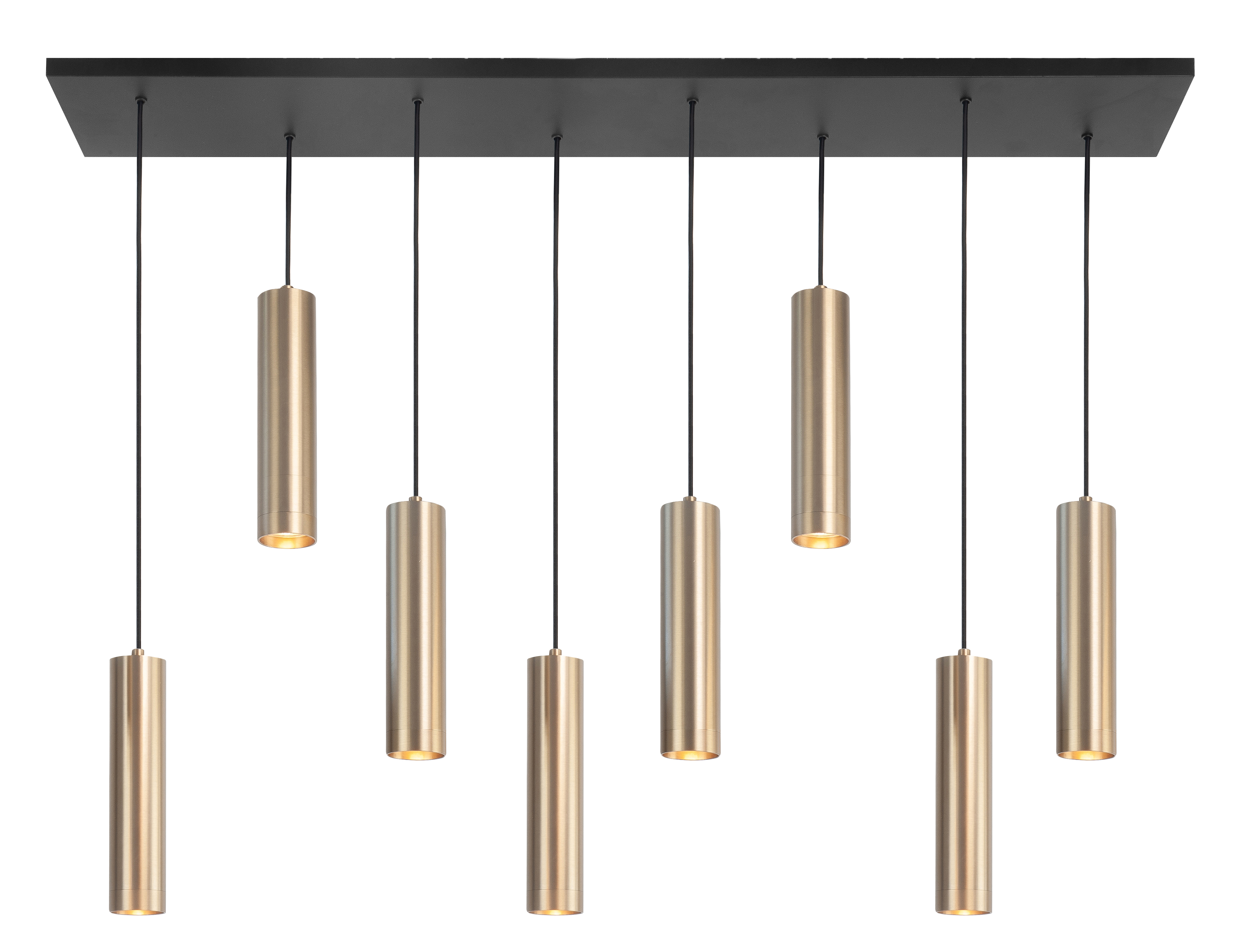 Hanglamp Perugia zwart + messing 8 lichtpunten