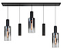 Hanglamp Perugia zwart + smoke glas 5 lichtpunten