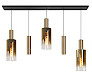 Hanglamp Perugia zwart + messing + goud glas 5 lichtpunten