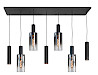 Hanglamp Perugia zwart + smoke glas 7 lichtpunten